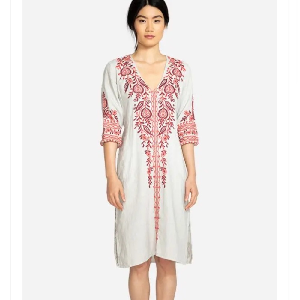 Johnny Was Oranda V-Neck Djellaba Kaftan Dress